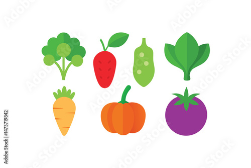 set of vegetables isolated on white