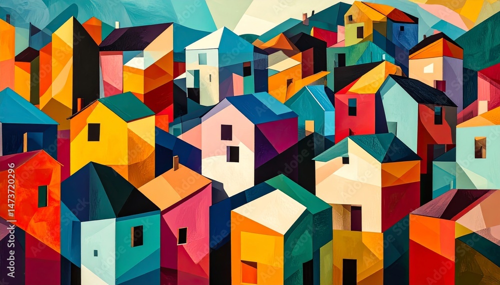 Naklejka premium colorful houses in the city