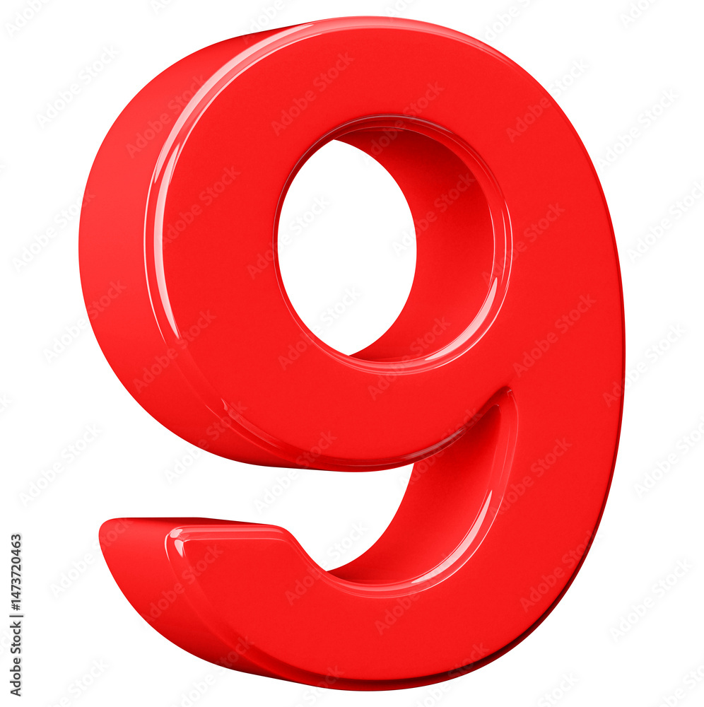 3D Red Number 9 3D Red Number 9