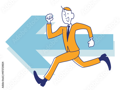 前向きに走るサラリーマン