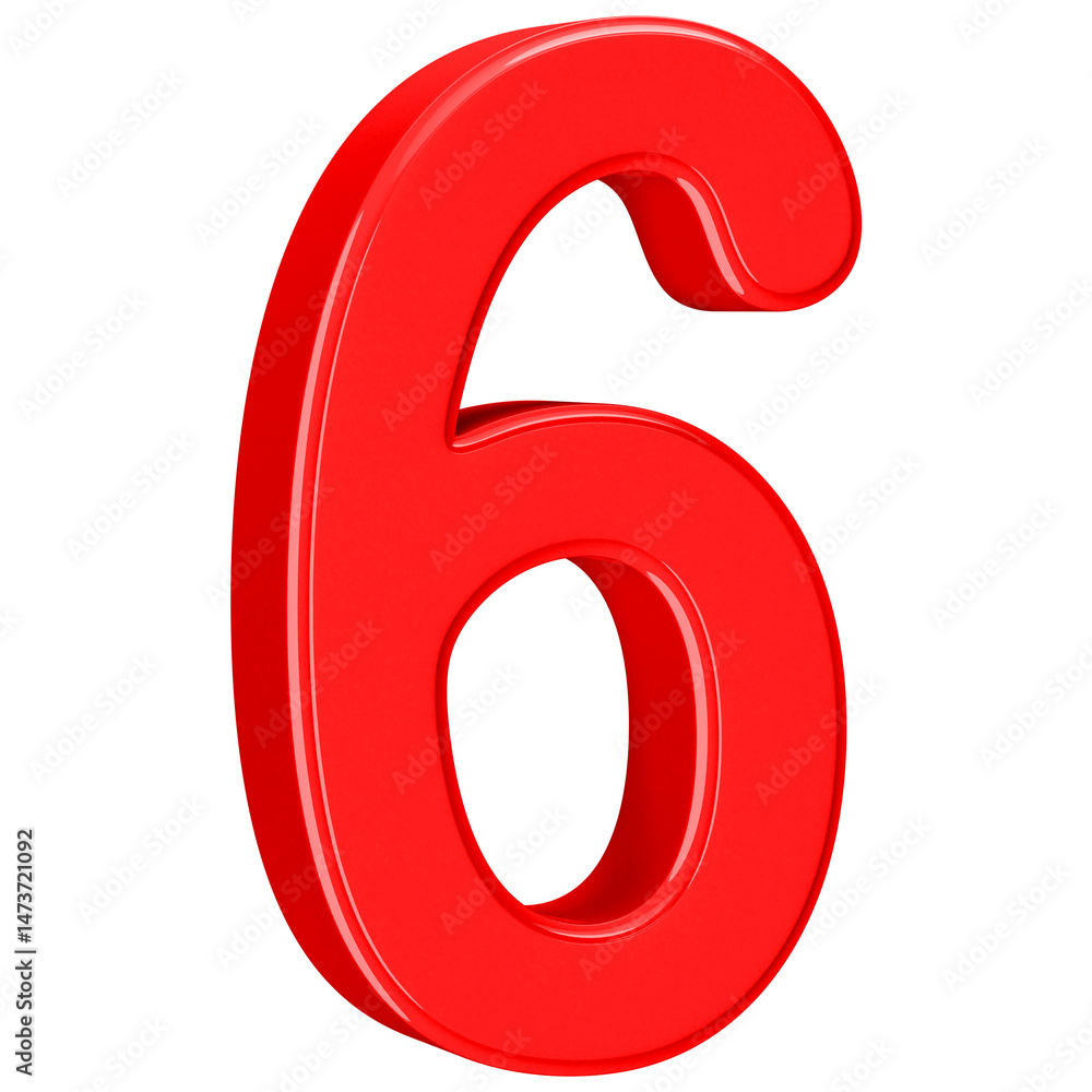 3D Red Number 6 3D Red Number 6