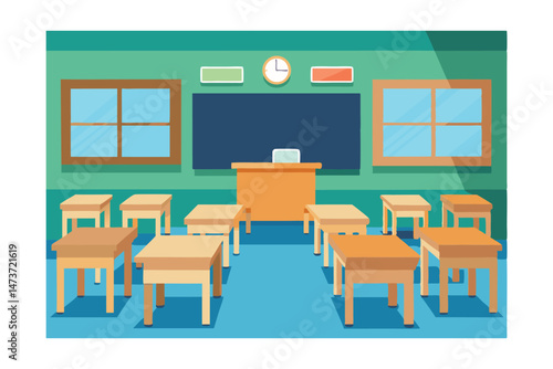 Empty School Classroom Cartoon 