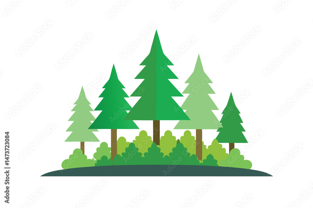 Obraz premium Minimal Forest Flat Illustration 