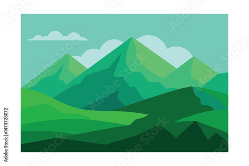 Landscape with Green Mountains and Mountainous Terrain 