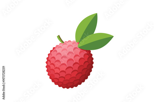 Fresh Lychee with Leaf Isolated