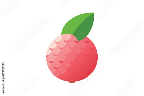 Fresh Lychee with Leaf Isolated