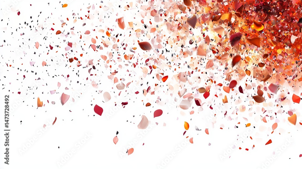Fototapeta premium Abstract design with scattered, colorful particles