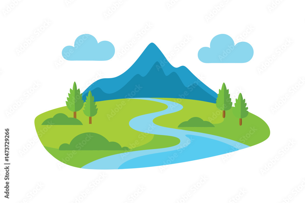 Obraz premium Nature Spring Landscape Pro Vector Illustration for Printable Design