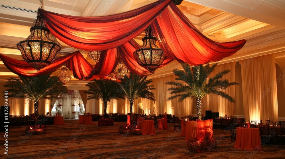 Obraz premium Elegant, festive event space with rich colors and dramatic lighting
