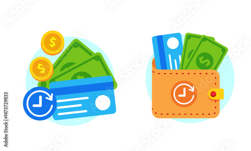 buy now pay later icons vector illustration