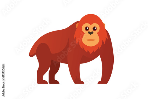 Orangutan Animal Isolated Flat Illustration Design