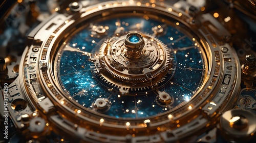 Wallpaper Mural Bronze gears turn within a complex astronomical instrument, tracking the movement of celestial bodies and aiding in navigation and scientific discovery Torontodigital.ca