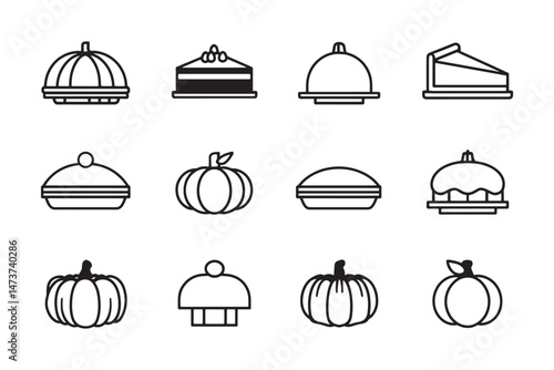 Pumpkin Pie Minimal Outline Vector Icon