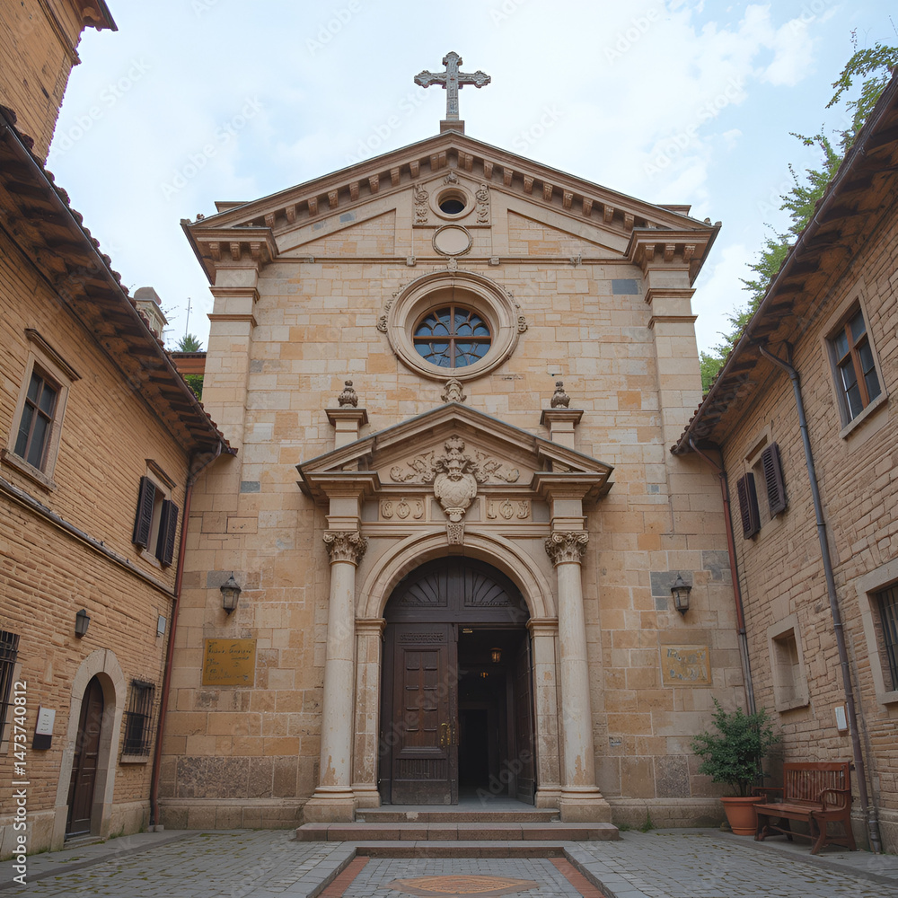Obraz premium ingresso a Santa Maria Incoronata, chiesa medievale dalla doppia facciata