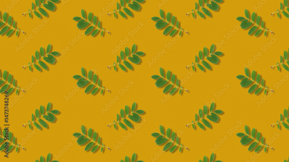 Obraz premium Delicate print with berries and leaves.