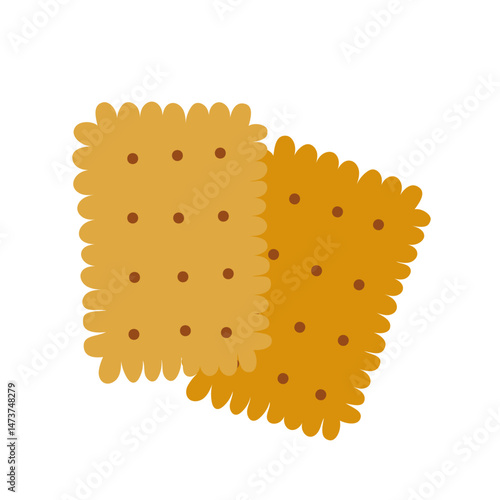Two Rectangular Crackers, Flat Vector Bakery Illustration