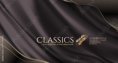 Elegant Luxury Classic Silk Banner with Golden Leaf