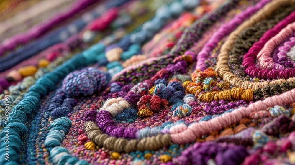 Colorful Abstract Textile Art with Intricate Details and Varied Textures for Unique Design Projects Colorful Abstract Textile Art with Intricate Details and Varied Textures for Unique Design Projects