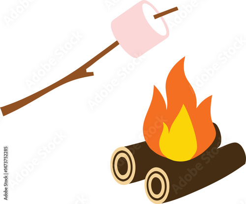 marshmallow on a stick campfire icon