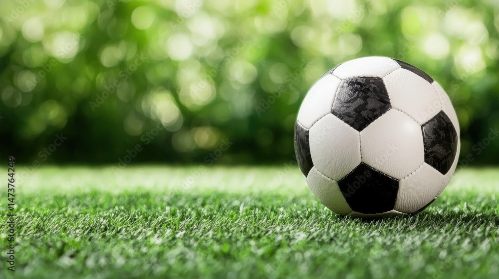 Fototapeta premium A soccer ball on a green field.