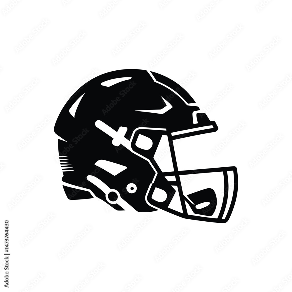 Naklejka premium Football Helmet Isolated with Transparent Background in Black Color