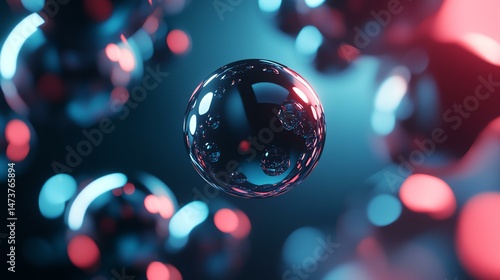 A glass ball floats suspended in mid-air. It appears weightless and ethereal.