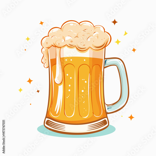 Golden Brew Delight: A meticulously crafted illustration captures the inviting essence of a frothy mug of golden beer, ready to quench thirst.