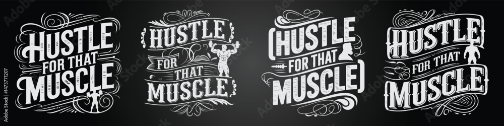 Naklejka premium Inspiring Chalk Style Alphabet for Gym Posters and Tees