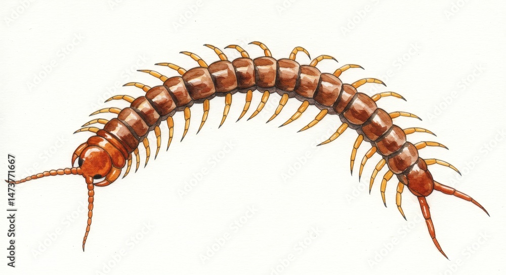 Obraz premium Centipede Arched and manylegged crawling bug