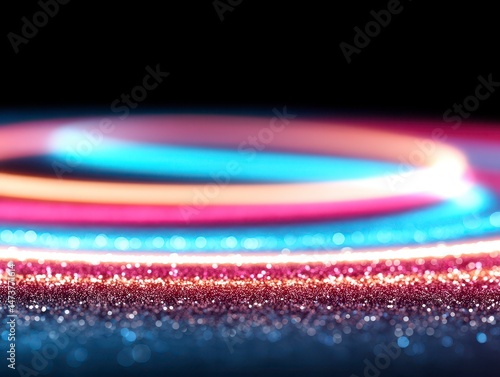 Vibrant Light Trails and Sparkling Surface Create Mesmerizing Visual Effects