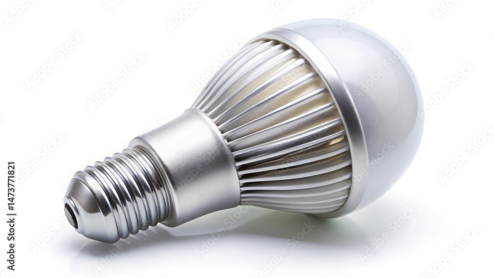 A modern energy efficient led light bulb isolated on a clean white background A modern energy efficient led light bulb isolated on a clean white background