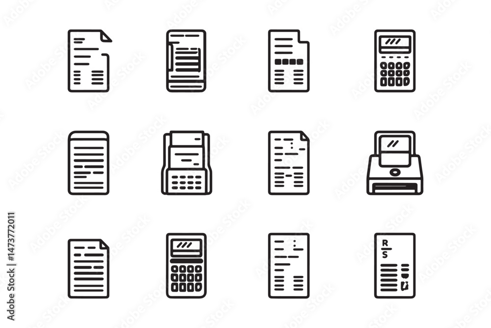 Receipt paper icon line art Receipt paper icon line art