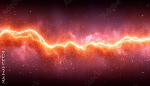Vibrant Lightning Bolt Visual Abstract Energy Surge on Galaxy Inspired Background