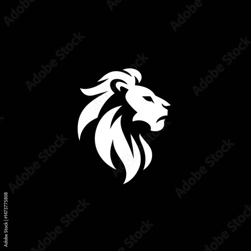 Minimalist Black and White Lion Logo Design Without Text