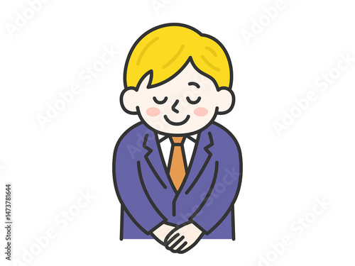 Wallpaper Mural お辞儀をする、白人のビジネスマン（線画カラー）のイラスト Torontodigital.ca