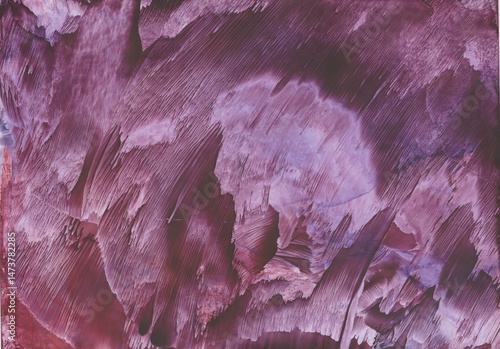 Abstract encaustic painting painted with a painting iron with textured in purple shades