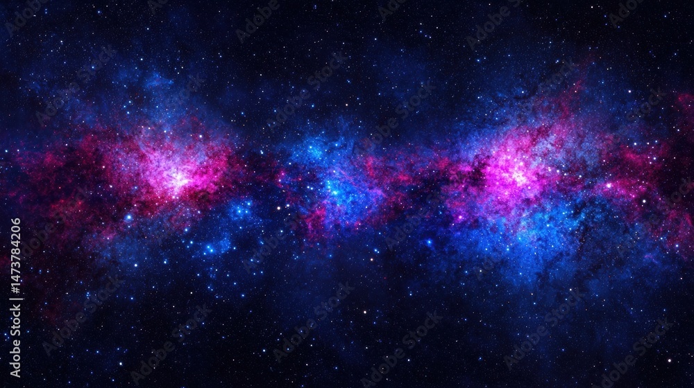Fototapeta premium A deep space nebula with pink and blue hues.