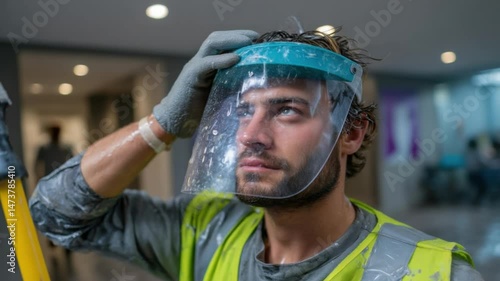 Construction Worker: Portrait of a construction worker wearing protective gear, highlighting the dedication and resilience of the construction field.