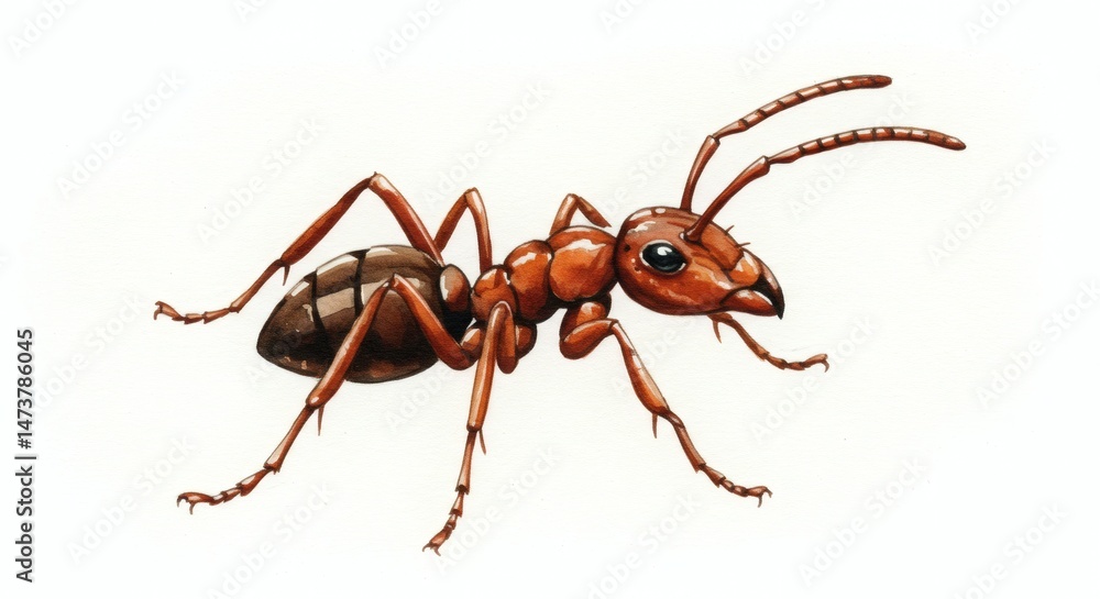 Detailed illustration of a reddish ant Detailed illustration of a reddish ant