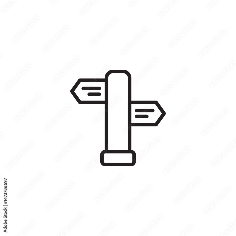 A simple road sign icon shows a vertical post with two horizontal, arrow-shaped signs pointing in opposite directions, indicating a choice of paths or destinations. A simple road sign icon shows a vertical post with two horizontal, arrow-shaped signs pointing in opposite directions, indicating a choice of paths or destinations.