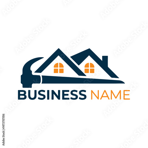 Real Estate Repair Logo Design, Construction Repair Logo Design Vector