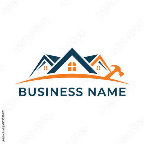 Real Estate Repair Logo Design, Construction Repair Logo Design Vector