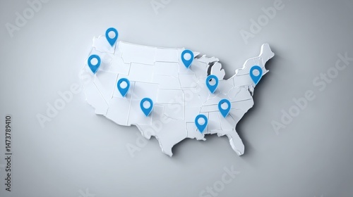A map of the united states enhanced with pins representing key locations and an intelligent audit console concept