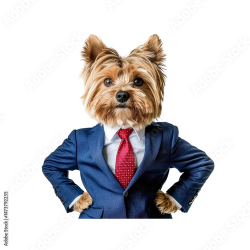 Yorkshire Terrier in Business Suit - Confident Canine Executive