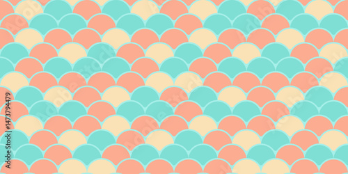 Pasteltoned fish scale pattern.  Perfect for textile design, website backgrounds, or any project needing a playful, summery aesthetic.