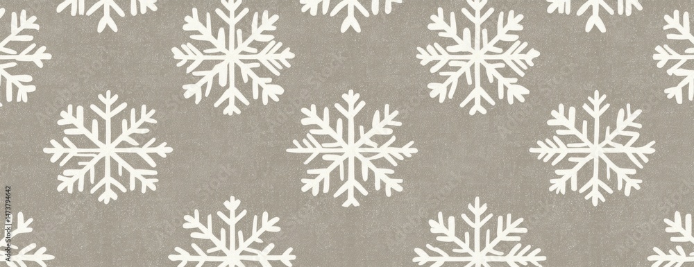 White Snowflakes on Grey Background Winter Holiday Pattern White Snowflakes on Grey Background Winter Holiday Pattern