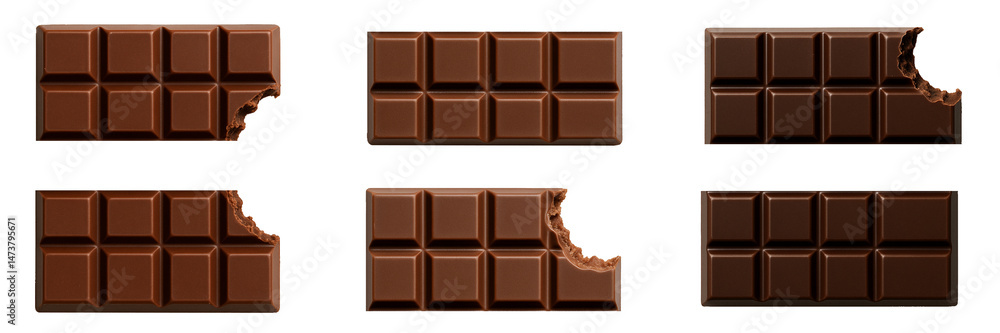 Fototapeta premium set of chocolate bars isolated on transparent background