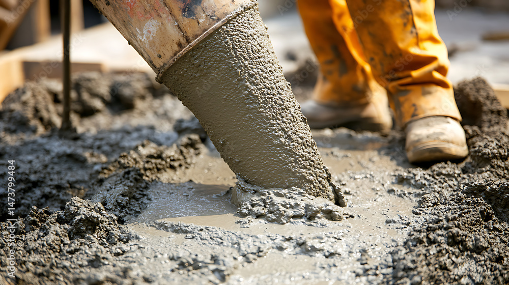 Obraz premium Concrete Pouring at Construction Site
