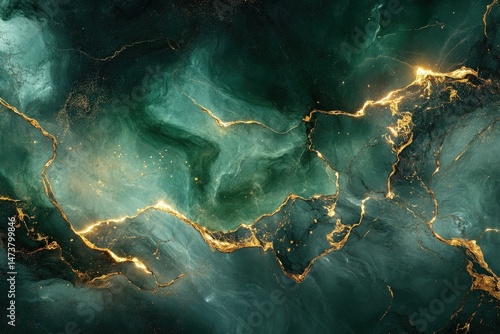 Intricate abstract design featuring deep teal and gold tones.