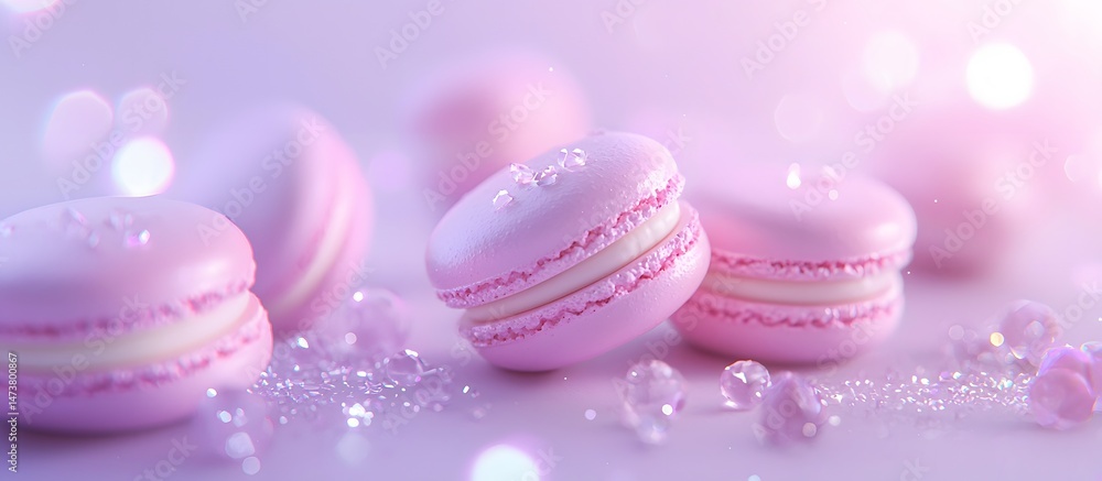 Obraz premium several macaroons on a lavender background